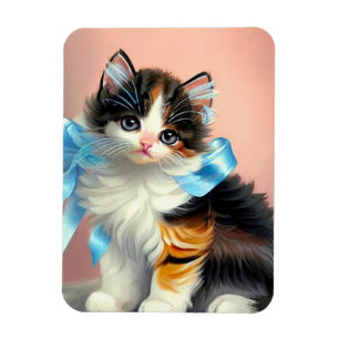 Illustration einer Vintage Calico Katze Magnet