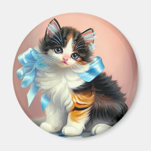 Illustration einer Vintage Calico Katze Magnet