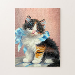 Illustration einer Vintage Calico-Katze Puzzle