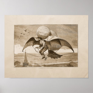 Illustration einer Vintage-Flugmaschine Poster