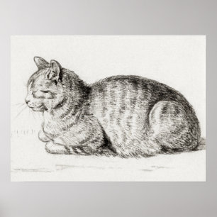 Illustration einer Vintage-Katze Poster