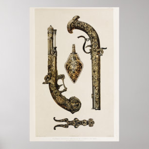 Illustration einer Vintage-Revolver Poster
