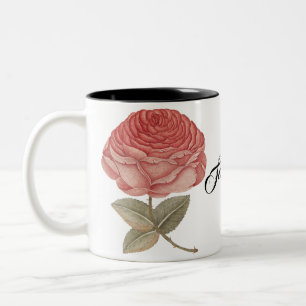 Illustration einer vintage rosa Rose Zweifarbige Tasse