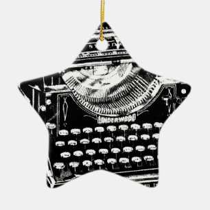 Illustration einer Vintage-Schreibmaschine Keramik Ornament