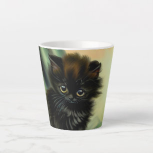 Illustration einer Vintage-Schwarzen Katze Milchtasse