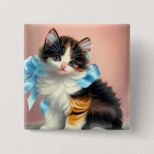 Illustration einer Vintage-Tricolor-Kätzchen Button