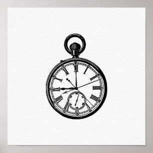 Illustration einer Vintage-Uhr Poster