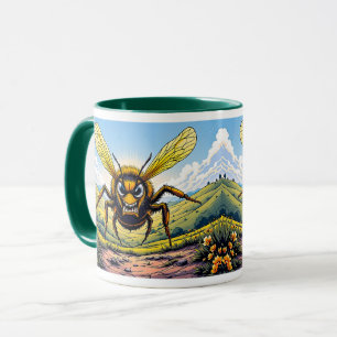 Illustration einer wütenden Biene auf dem Lande Tasse