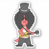 Illustration eines Allosaurus, der als Rockstar ve Aufkleber (Vorderseite)