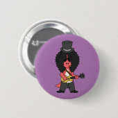 Illustration eines Allosaurus, der als Rockstar ve Button (Vorne & Hinten)