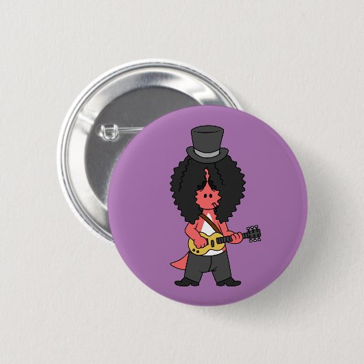 Illustration eines Allosaurus, der als Rockstar ve Button (Vorne & Hinten)