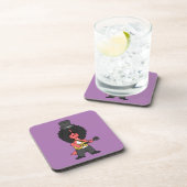 Illustration eines Allosaurus, der als Rockstar ve Getränkeuntersetzer (Rechte Seite)