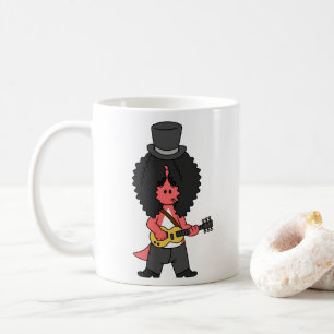Illustration eines Allosaurus, der als Rockstar ve Kaffeetasse