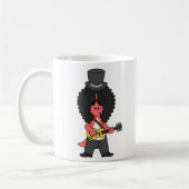 Illustration eines Allosaurus, der als Rockstar ve Kaffeetasse (Links)