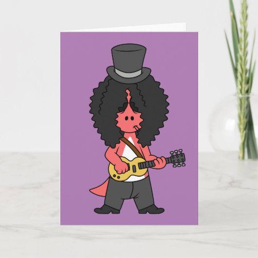 Illustration eines Allosaurus, der als Rockstar ve Karte (Vorderseite)