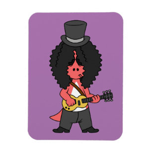 Illustration eines Allosaurus, der als Rockstar ve Magnet