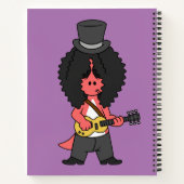 Illustration eines Allosaurus, der als Rockstar ve Notizblock (Rückseite)