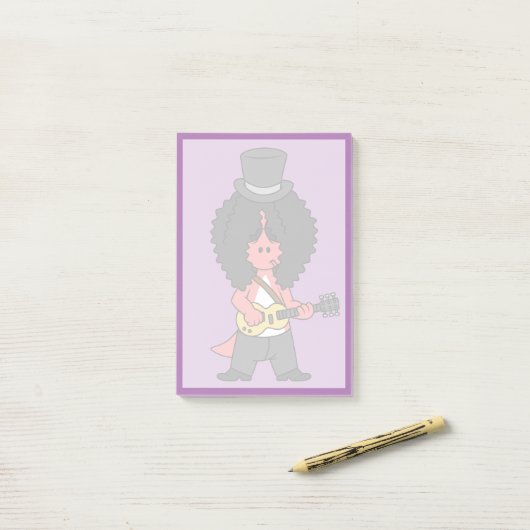 Illustration eines Allosaurus, der als Rockstar ve Post-it Klebezettel (Auf Schreibtisch)