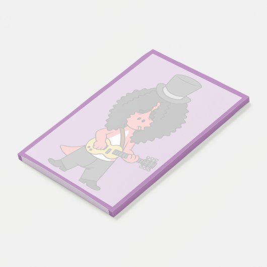 Illustration eines Allosaurus, der als Rockstar ve Post-it Klebezettel (angewinkelt)