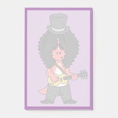 Illustration eines Allosaurus, der als Rockstar ve Post-it Klebezettel (Vorderseite)