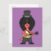 Illustration eines Allosaurus, der als Rockstar ve Postkarte (Vorne/Hinten)