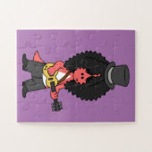 Illustration eines Allosaurus, der als Rockstar ve Puzzle (Horizontal)