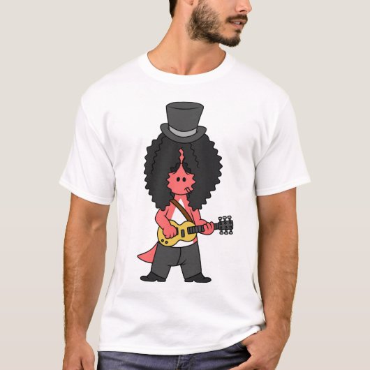 Illustration eines Allosaurus, der als Rockstar ve T-Shirt (Vorderseite)