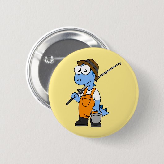 Illustration eines Allosaurus-Fischers. Button (Vorne & Hinten)