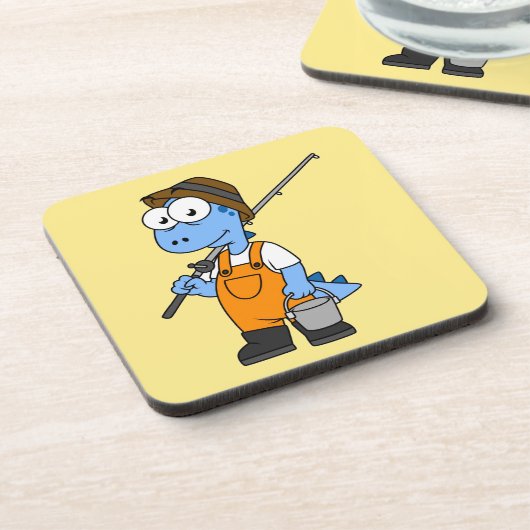 Illustration eines Allosaurus-Fischers. Getränkeuntersetzer (Linke Seite)