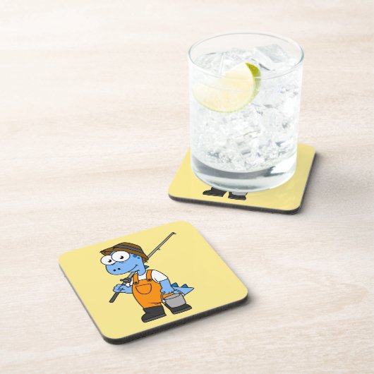 Illustration eines Allosaurus-Fischers. Getränkeuntersetzer (Rechte Seite)