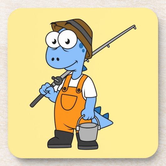 Illustration eines Allosaurus-Fischers. Getränkeuntersetzer (Vorderseite)