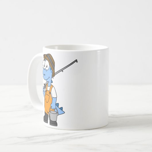 Illustration eines Allosaurus-Fischers. Kaffeetasse (Vorderseite Links)
