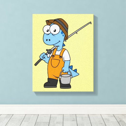 Illustration eines Allosaurus-Fischers. Leinwanddruck (Insitu (Holzboden))