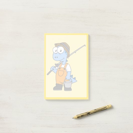 Illustration eines Allosaurus-Fischers. Post-it Klebezettel (Auf Schreibtisch)