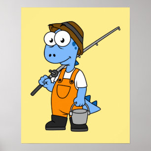 Illustration eines Allosaurus-Fischers. Poster