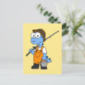 Illustration eines Allosaurus-Fischers. Postkarte (Stehend Vorderseite)