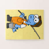 Illustration eines Allosaurus-Fischers. Puzzle (Horizontal)