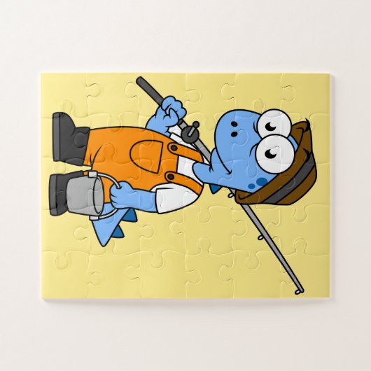 Illustration eines Allosaurus-Fischers. Puzzle (Horizontal)