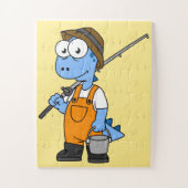 Illustration eines Allosaurus-Fischers. Puzzle (Vertikal)