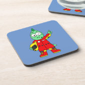 Illustration eines Allosaurus Rennfahrers. Getränkeuntersetzer (Linke Seite)