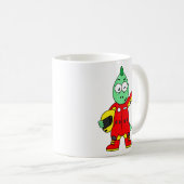 Illustration eines Allosaurus Rennfahrers. Kaffeetasse (VorderseiteRechts)