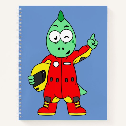 Illustration eines Allosaurus Rennfahrers. Notizblock (Vorderseite)