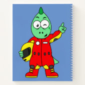 Illustration eines Allosaurus Rennfahrers. Notizblock (Rückseite)