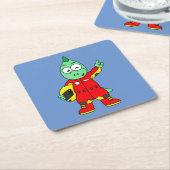 Illustration eines Allosaurus Rennfahrers. Rechteckiger Pappuntersetzer (angewinkelt)