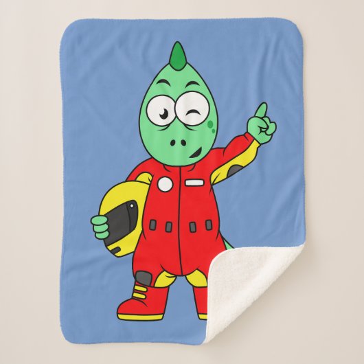 Illustration eines Allosaurus Rennfahrers. Sherpadecke (Vorderseite)