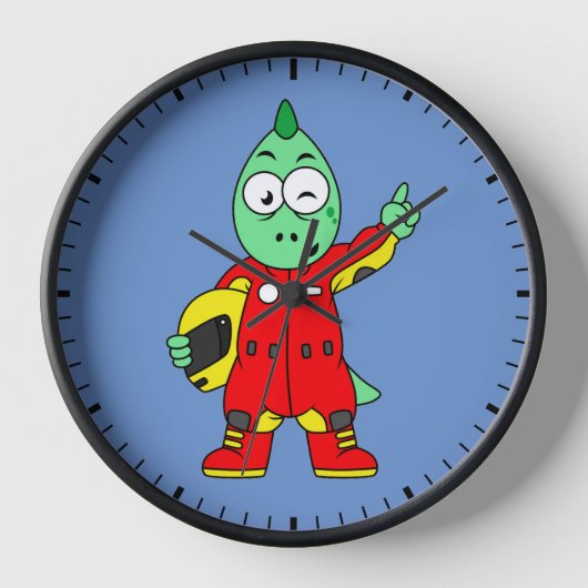 Illustration eines Allosaurus Rennfahrers. Uhr (Vorderseite)