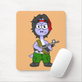 Illustration eines als Rambo verkleideten Brontosa Mousepad (Mit Mouse)