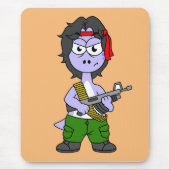 Illustration eines als Rambo verkleideten Brontosa Mousepad (Vorne)