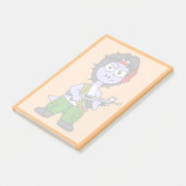 Illustration eines als Rambo verkleideten Brontosa Post-it Klebezettel (angewinkelt)