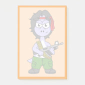 Illustration eines als Rambo verkleideten Brontosa Post-it Klebezettel (Vorderseite)